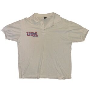 Vintage Screen Stars USA Hockey Polo Shirt Mens Medium Christian Hockey 80s